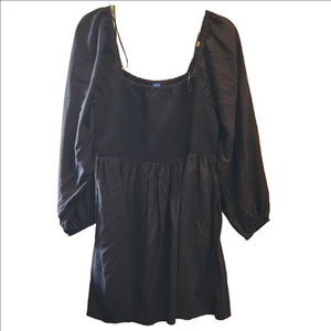 Old Navy Textured Black Viscose Long Sleeve Puff  Mini Dress Sz XL